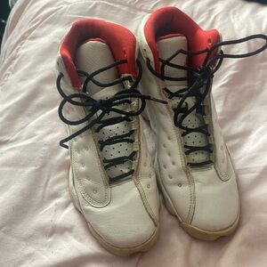 Red and white air jordan 13s, 7 in kids